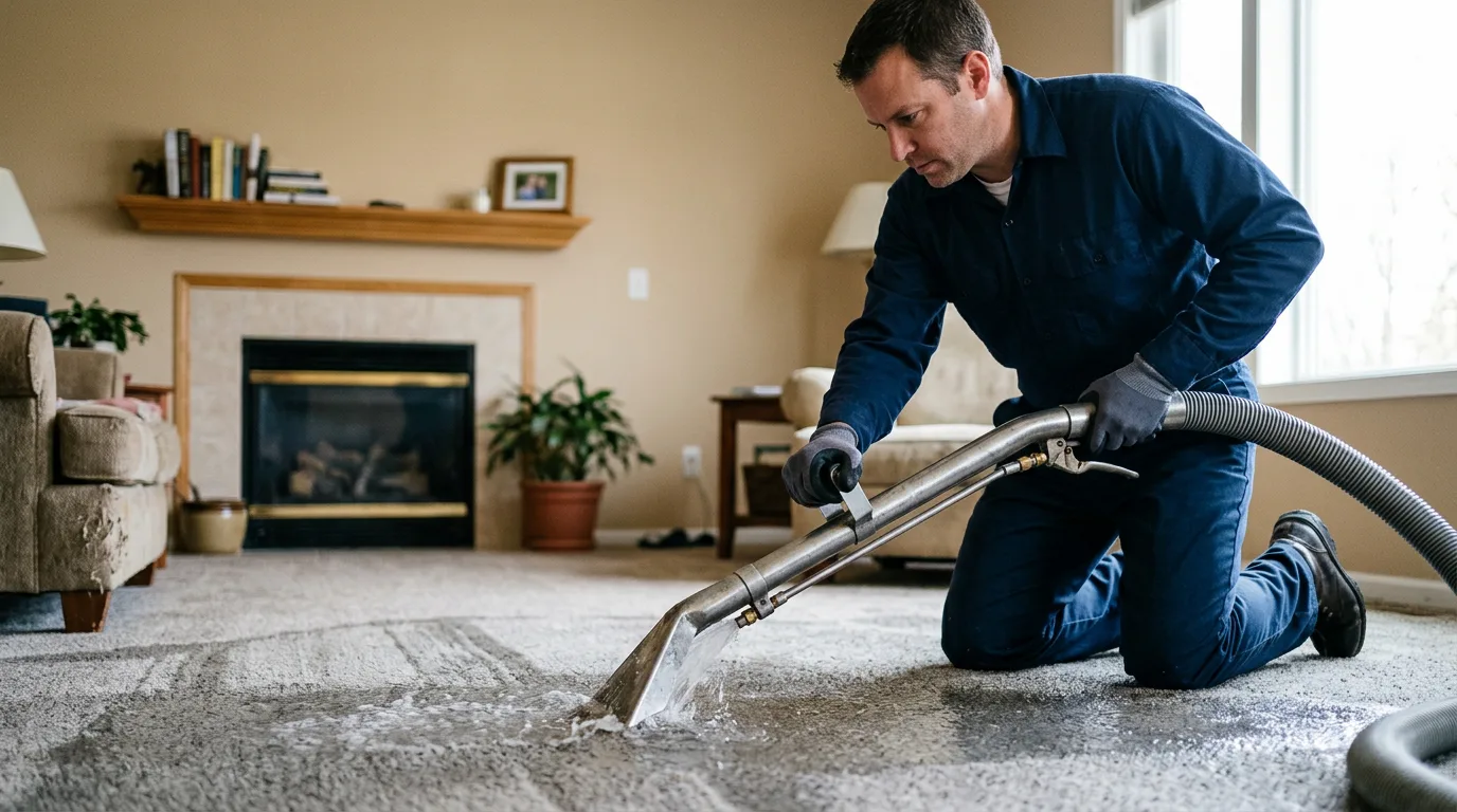 Water damage restoration technician working near Hanover, WV